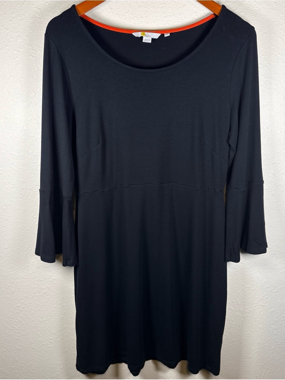 BODEN Women's  Scoop Neck Bell Sleeve Black Jersey dress size 12R Boho